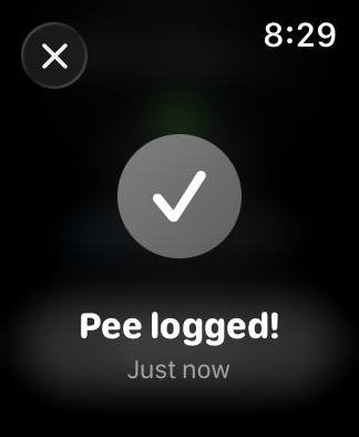 PottyTime Apple Watch log confirmation
